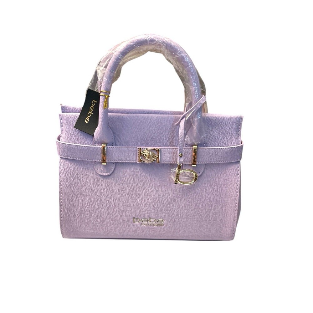 Bebe Evie Satchel Bag Lilac Pastel Purple Faux Leather Top Handle NWT MSRP $109